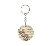 Porte-clés rond en métal, porte-clés en métal, porte-clés de voiture, anneau de support 1 pièce, Musique de flûte