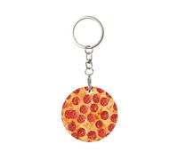 Porte-clés rond en métal, porte-clés en métal, porte-clés de voiture, anneau de support 1 pièce, Pizza au pepperoni modèle 3D