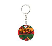 Porte-clés rond en métal pour le Mois de l'histoire des Noirs, porte-clés de voiture, cadeau décoratif pour hommes et femmes, pour la maison ou le bureau