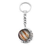 Porte-clés rotatif avec planètes lumineuses, pendentif boule de verre phosphorescente pour couple, sac à main ou porte-clés de voiture, symbolisant l'amour et la richesse du succès, Jupiter, taille