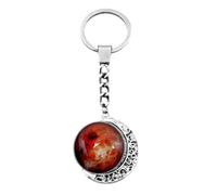 Porte-clés rotatif avec planètes lumineuses, pendentif boule de verre phosphorescente pour couple, sac à main ou porte-clés de voiture, symbolisant l'amour et la richesse du succès, Mars, taille