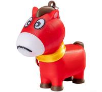 Porte-clés rotatif en 3D imprimé pour breloque du zodiaque avec expression amusante commutable, accessoire mignon pour sac à dos de voiture, année rouge des chevaux pour anneau d'art moderne (B)