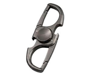 Porte-clés rotatif en acier inoxydable pour homme, décapsuleur 3 en 1 et outil de poche, rotation lisse, cadeau anti-anxiété pour papa, mari, petit ami (gris)