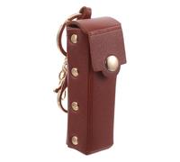 Porte-clés Rouge à Lèvres Portable pour Paquet, Étui PU Marron | Protection Compacte, Design Vintage Classique, Usage Voyage et Paquet à Main, Anneau Métal Pratique