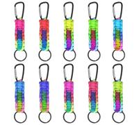 Porte-clés ruban 10 pièces Paracorde - Dégradé coloré tressé avec mousqueton et anneau - Lanyard multifonction pour sac à dos, anniversaire d’enfant, camping