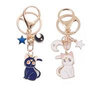 Porte-Clés Sailor Moon - Chat Porte-Bonheur Kawaii pour Sacs à Main - 2 Pièces - Motif Lune - Cadeau Anniversaire