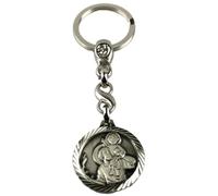 Porte-clés Saint Christophe en Métal Argenté antique