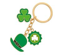 Porte-Clés Saint-Patrick - Porte-Clé Trèfle Porte-Bonheur & Chapeau de Leprechaun Breloque de Sac pour Femme avec Charm Étoile Verte, Cadeaux Porte Festifs pour Amateurs de la Saint-Patrick.