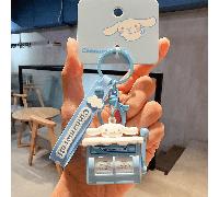 Porte-clés Sanrio Cinnamoroll, Édition bleue, Peluche de collection, Décoration de sac et de clés, Accessoire de bureau, Cadeau pour les fans de culture pop, Porte-clés original, Chaîne en alliage, To