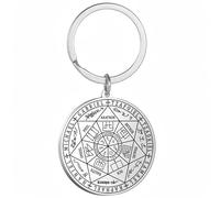 Porte-clés sceau sept archanges acier inoxydable médaillon symbole mystique cadeaux sac déclaration breloques (Plaqué argent)