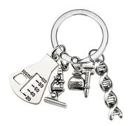 Porte-clés Scientifique Microscope Chimie Molécules Porte-clés Bijoux Texture métallique Convient pour Les Cadeaux et Un Usage Quotidien Anneaux de Structure moléculaire