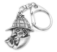 Porte-clés Sherlock Holmes avec pochette en toile de jute citron