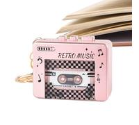 Porte-clés son rétro - Pendentif lecteur de cassette, accessoire de musique interactif avec chansons intégrées, design vintage amusant, sac à main, sac à main, fête, voyage, maison, bureau