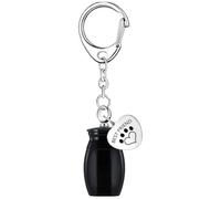 Porte-clés souvenir de cendres d'animaux de compagnie, souvenir de cendres de chien de crémation de cylindre - Cylindre souvenir de porte-clés d’urne pour chien - Urne commémorative avec empreintes de