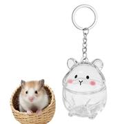 Porte-clés souvenir de poils d'animaux - Acrylique 7 x 5 x 3 cm | Breloque de capsule de stockage en forme de hamster transparente pour fourrure d'animaux de compagnie, mignon porte-clés décoratif