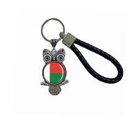 Porte-clés souvenir en forme de hibou de Madagascar avec pendentif en cristal et verre