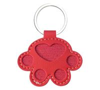 Porte-clés Souvenir En Poils De Chien - Porte-clés Souvenir En Cuir Pour Animal | Por-te-clés Commémoratif En Forme De Patte De Chat | Pendentif Commémoratif Pour Animaux Pour Clé De Voiture (Rouge)