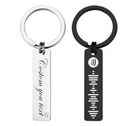 Porte-clés Spotify personnalisé avec code de chanson de musique pour couples - Porte-clés gravé avec code Spotify Scannable - Cadeaux pour elle/lui, Code Spotify personnalisé, 40x12mm
