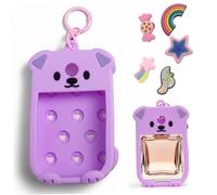 Porte-clés spray désinfectant pour les mains, étui de désinfectant pour les mains, housse de protection en silicone avec breloque amovible pour flacons pulvérisateurs 30 ml, porte-clés pour sac à