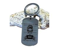 Porte-clés squelette « When It Comes to My Child I Will Smile in My Mugshot » - Acier inoxydable gravé