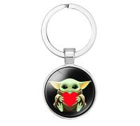 Porte-Clés Star Wars Mandalorien Bébé Yoda En Cristal, Pendentif De Sac, Porte-Clés En Métal, Figurines D'action Mignonnes, Jouet Yoda, Cadeau Pour Enfants