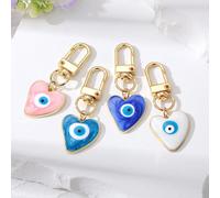 Porte-clés style bohème en forme de cœur avec œil bleu, charm de sac vintage, porte-clés mignon pour portefeuille, sac à dos, clés de voiture, étui pour écouteurs, cadeau parfait pour les amis, les am