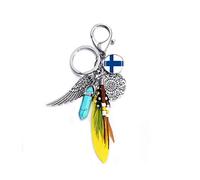 Porte-clés style drapeau de la Finlande avec pendentif sac à dos et porte-clés, Finlande.