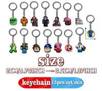 Porte-clés sur le thème du jeu Roblox, personnages de dessins animés périphériques créatifs, voiture douce pour sac suspendu, pendentif, décoration, cadeau quotidien, 15 pièces Keychain B 15pcs