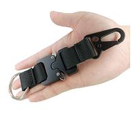 Porte-clés tactique pour homme et femme avec anneaux en acier inoxydable et clips HK - L'ultime EDC Gear - Accessoire militaire Molle - Noir