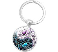 Porte-clés Taiji Yin Yang avec pendentif en verre - Horloge créative - Cadeau d'anniversaire - Style 5, Conforme à l'image