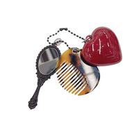 Porte-clés tendance avec peigne imprimé léopard avec cœur et outil de maquillage - Accessoires créatifs - Peigne à dents larges