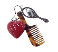 Porte-clés tendance avec peigne imprimé léopard avec cœur et outil de maquillage, accessoires créatifs