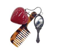 Porte-clés tendance avec peigne imprimé léopard avec cœur et outil de maquillage, accessoires créatifs