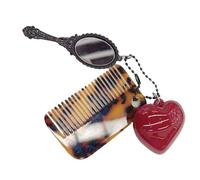 Porte-clés tendance avec peigne imprimé léopard avec cœur et outil de maquillage, accessoires créatifs