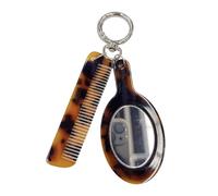 Porte-clés tendance avec peigne imprimé léopard et outil de maquillage - Accessoires créatifs pour sac à dos