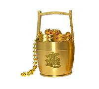 Porte-clés tendance avec symbole de bon augure pour le Nouvel An, porte-bonheur, support miniature en caoutchouc pour cadeaux, décorations 2026, cadeau porte-bonheur, Un seau d'or, taille unique