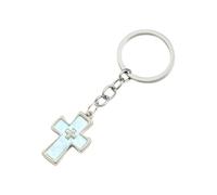 Porte-clés tendance double crucifix en alliage avec pendentif en forme de dopamine pour sacs et clés, porte-clés unisexe pour un usage quotidien, bleu, taille unique