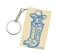 Porte-clés tendance en acrylique avec chaton mignon qui sort de la botte de cowboy pour homme et femme