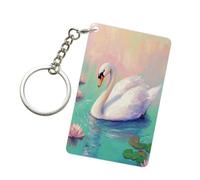 Porte-clés tendance en acrylique avec cygne nageant dans le lac pour homme et femme