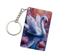 Porte-clés tendance en acrylique avec fleurs de cygne blanc pour homme et femme