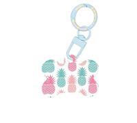 Porte-clés tendance en acrylique avec impression ananas coloré en forme d'os de chien double face pour chiens et chats