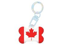 Porte-clés tendance en acrylique avec motif drapeau canadien en forme d'os pour chiens et chats