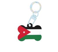 Porte-clés tendance en acrylique avec motif drapeau jordanien en forme d'os double face pour chiens et chats