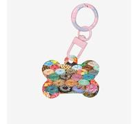 Porte-clés tendance en acrylique en forme d'os de chien avec motif double face pour chiens et chats