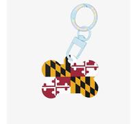 Porte-clés tendance en acrylique en forme d'os de chien avec motif double face pour chiens et chats