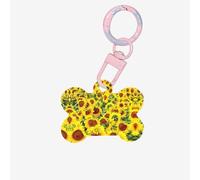 Porte-clés tendance en acrylique en forme d'os de tournesol pour chiens et chats