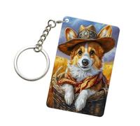 Porte-clés tendance en acrylique pour homme et femme Motif chien Cowboy Corgi