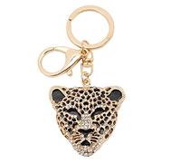 Porte-clés Tête de Léopard en Cristal, Pendentif Décoratif pour Sac et Auto, Accessoire de Mode Doré, Cadeau d'Anniversaire pour Filles