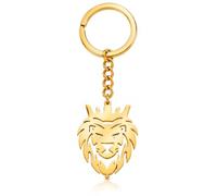 Porte-clés tête de lion plaqués or en acier inoxydable animaux sauvages accessoires voiture