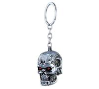 Porte-clés tête de mort cyborg gris brossé Terminator